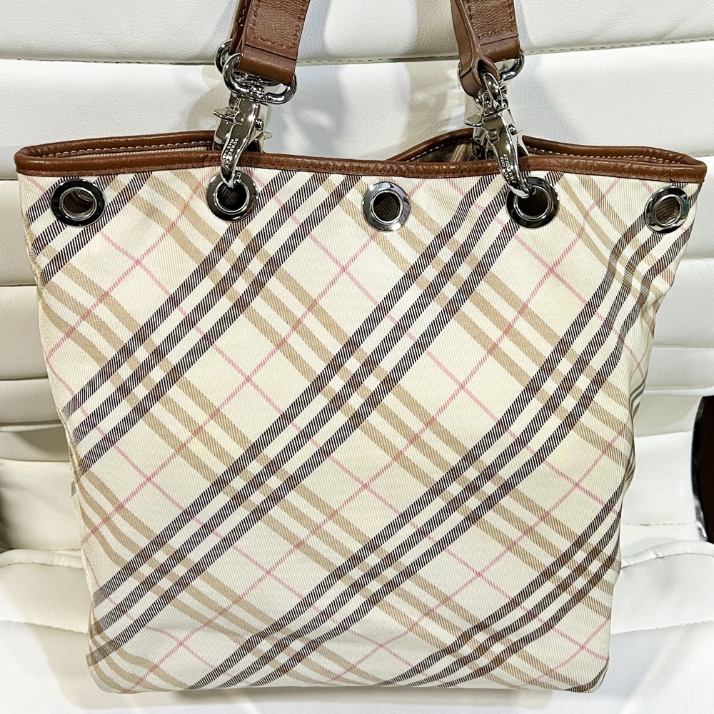 Burberry Blue Label Reversible Tote Nova Check Beige Pink